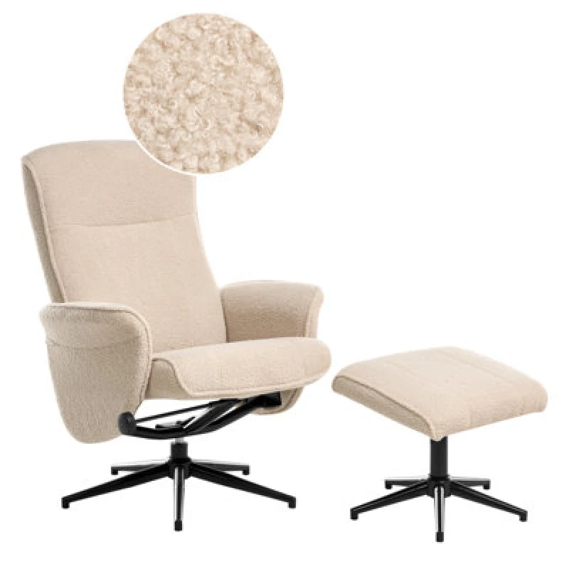 Image of Beliani Recliner Chair Japet Boucle Beige