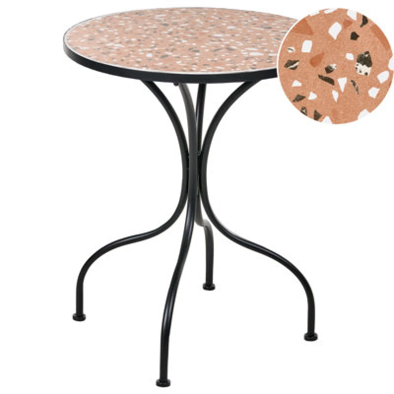 Image of Beliani Bistro Table Adrano 60 Cm 60 Cm Terrazzo Effect Metal Black
