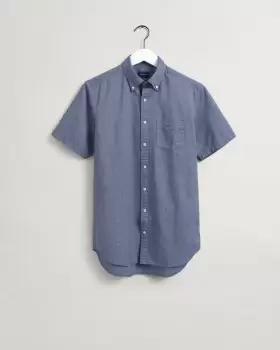 Image of GANT Men Regular Fit Short Sleeve Oxford Shirt (XXXL) Blue
