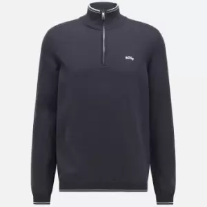 Image of BOSS Athleisure Mens Zitom Half-Zip Sweatshirt - Dark Blue - S