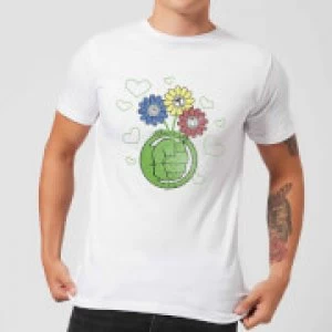 Image of Marvel Avengers Hulk Flower Fist T-Shirt - White - M - Black