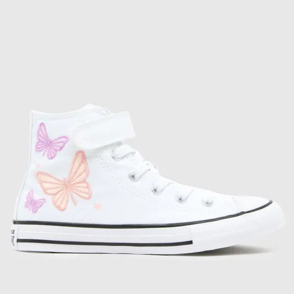 Image of Converse white & purple all star hi 1v Girls Junior trainers White & Purple UK 12 (EU 30)
