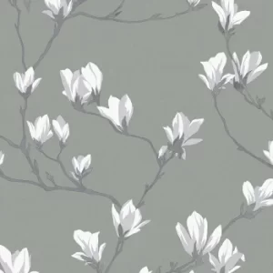 Image of Laura Ashley Magnolia Grove Slate Wallpaper