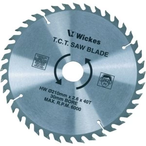 Image of Wickes 40 Teeth Medium Cut Circular Saw Blade 210 x 30mm