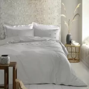Image of Boutique Ayda Tufted Spots Embellished 100% Cotton Duvet Cover Set, Silver, Single - Appletree
