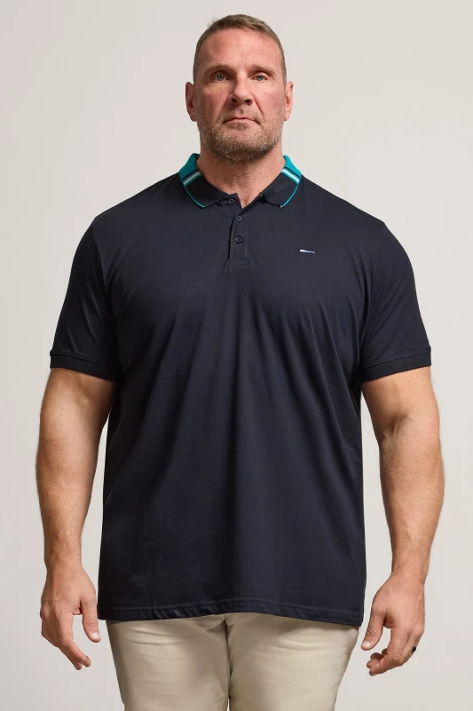 Image of BadRhino BadRhino Men Jacquard Collar Polo Shirt in Blue Size: X-Large Blue XL Male 5063111843664