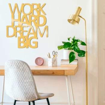 Image of Work Hard Dream B?g Metal Decor - Gold Gold Decorative Metal Wall Accessory