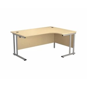 Image of TC Office Start Silver Cantilever Frame Right Hand Crescent Desk 1600x1200mm, Maple