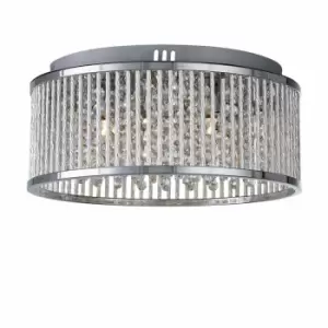 Image of Nielsen Bianco Modern Elegant Chrome & Crystal Flush Chandelier Ceiling 4 Light