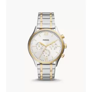 Image of Fossil Mens Fenmore Multifunction Two-Tone Stainless Steel Watch - Gold / Silver
