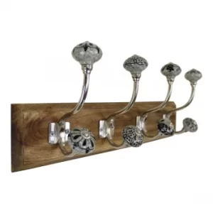 Image of Black & Grey Ceramic Hooks on Wooden Base