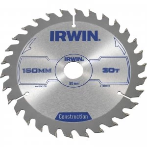 Image of Irwin ATB Construction Circular Saw Blade 150mm 30T 20mm
