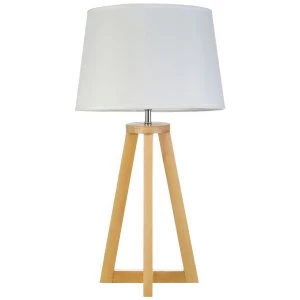 Image of Premier Housewares Brett Table Lamp Wood / Fabric Shade