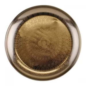 Image of Decorative Silver Metal Tray With Etched Design