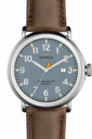 Image of Mens Shinola Runwell 47mm Dark Brown Essex Watch S0120001119