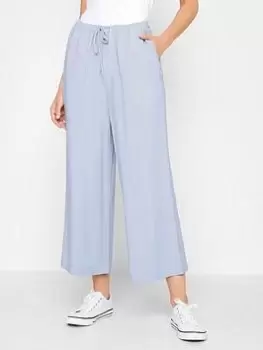 Image of Long Tall Sally Linen Blend Cropped Trousers - Light Blue Size 16, Women