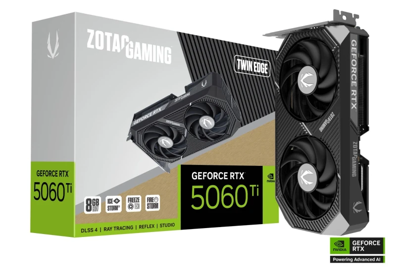 Image of ZOTAC GAMING GeForce RTX 5060 Ti 8GB TWIN EDGE GDDR7 Graphics Card - ZT-B50610E-10M