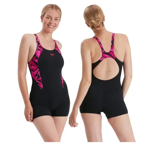 Image of Speedo Hyperboom Splice Muscleback Legsuit Black/Pink 30"