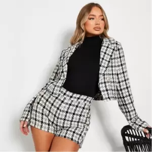 Image of I Saw It First Boucle Tweed Button Detail Shorts - Black