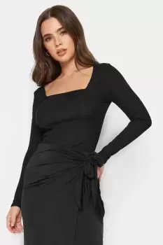 Image of Petite Square Neck Long Sleeve Top