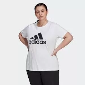 Image of Adidas Essentials Big Logo Tee - Plus Size, White/Black, Size 2X, Women