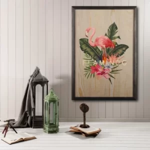 Image of Flamingo Multicolor Decorative Framed Wooden Painting