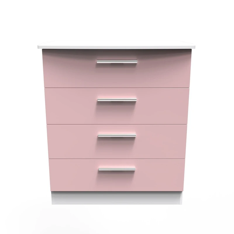 Image of Harrow 4 Drawer Chest In Kobe Pink & White (Ready Assembled)