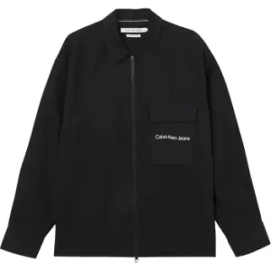 Image of Calvin Klein Jeans Mix Media Overshirt - Black