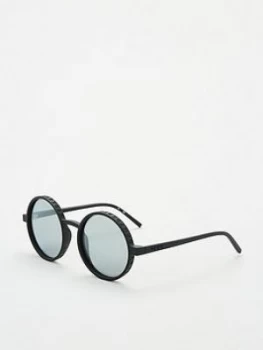 Image of DKNY Round Sunglasses, Black, Women