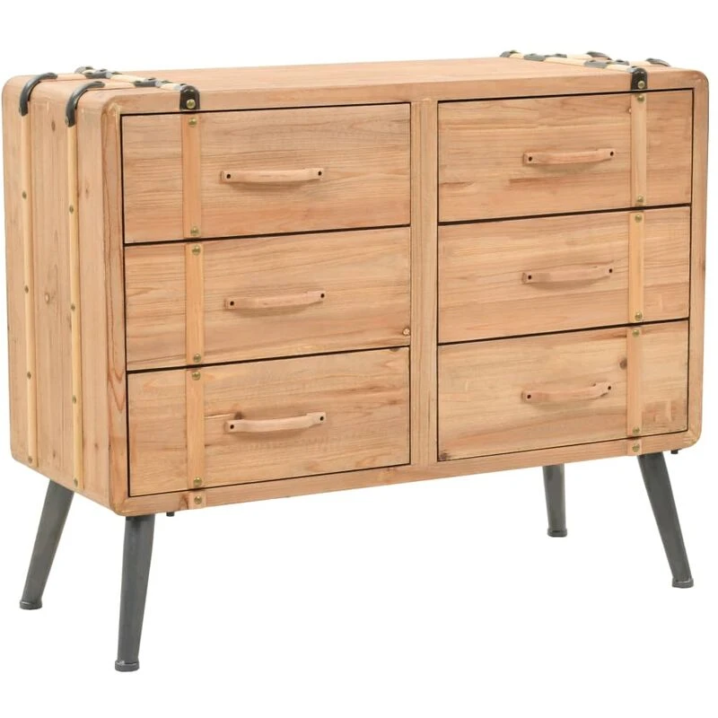 Image of vidaXL Solid Fir Wood Drawer Cabinet 91x35x73cm Home Sideboard Storage Unit