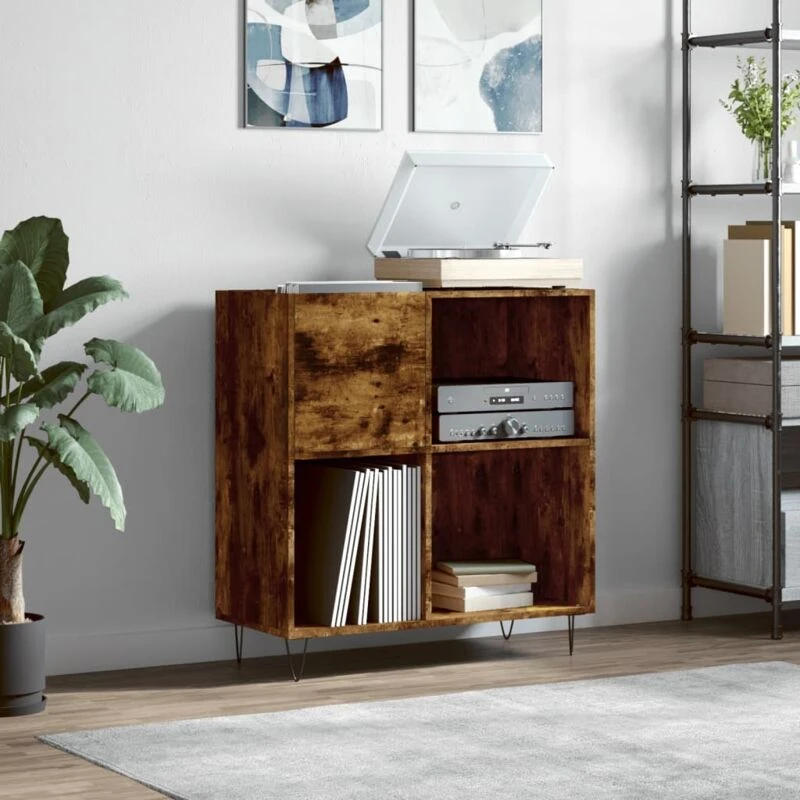 Image of VIDAXL Record Cabinet Smoked Oak 84.5x38x89cm Engineered Wood Vidaxl 831777
