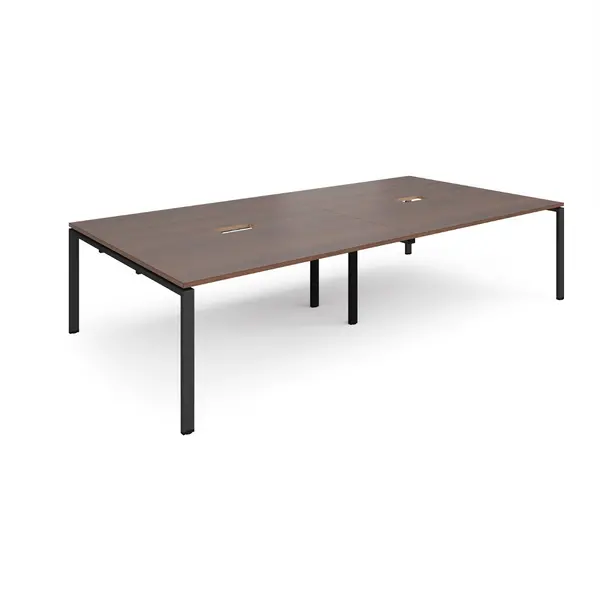 Image of Adapt Rectangular Office Boardroom Table with Power Module Cut Out - Walnut - Black Frame - W3200mm