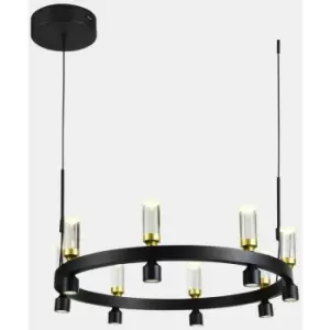 Image of Italux Almelo - Modern LED Hanging Pendant Black, Gold, Warm White 3000K 2462lm
