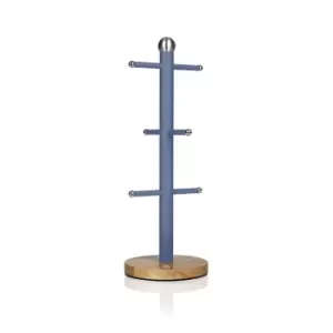 Image of Swan Mug Tree with Wooden Base - Blue