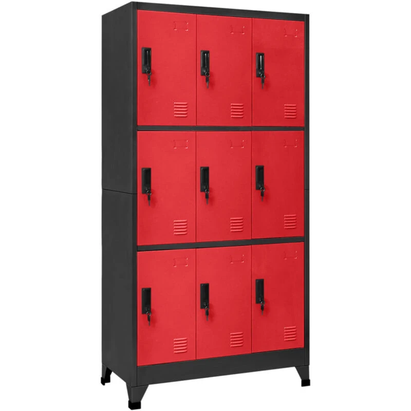 Image of VIDAXL Locker Cabinet Anthracite and Red 90x45x180cm Steel Vidaxl 8720286701157