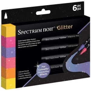 Image of Spectrum Noir Glitter Marker Pens Vibrant Florals Set of 6