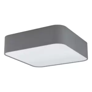 Image of Flush Ceiling Light Colour White Shade Grey White Fabric Plastic Bulb E27 5x25W
