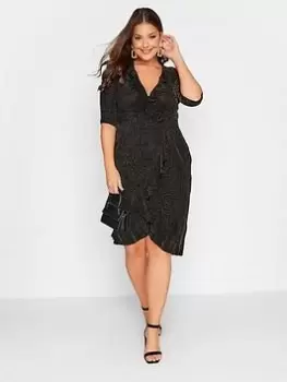 Image of Yours Party Ruffle Wrap Dress - Gold, Size 26-28, Women