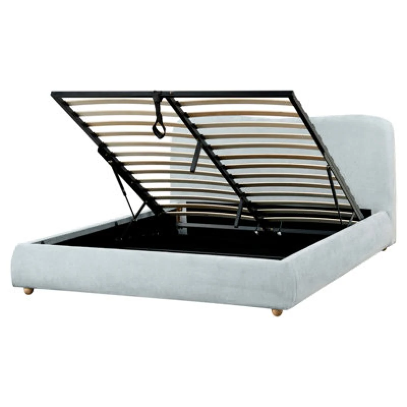 Image of Beliani Ottoman Bed Chenille Blagnac 160 X 200 Cm (Eu King Size) Light Blue