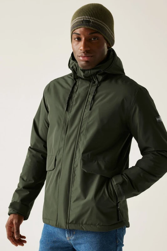 Image of Regatta Regatta Men Sterlings Hooded Waterproof Breathable Insulated Jacket in Dark Green Size: 3X-Large Dark Green XXXL Male 5063516101222