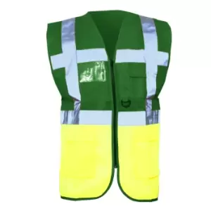 Image of Yoko Hi-Vis Premium Executive/Manager Waistcoat / Jacket (L) (Green/Hi Vis Yellow)