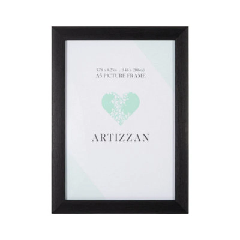 Image of Happy Homewares Contemporary Black Veneer Wood Effect A5 Rectangular Frame For Wall Or Table