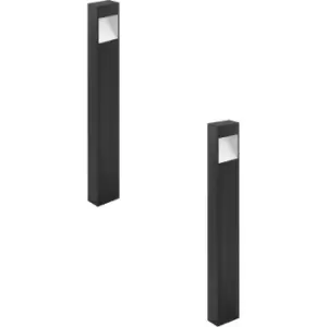 Image of 2 PACK IP44 Outdoor Pedestal Light Anthracite Tall Square Post 10W LED