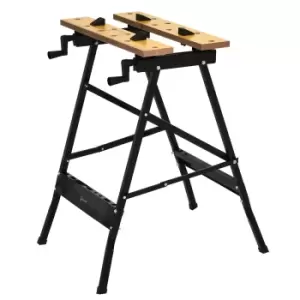 Image of Durhand 4-in-1 Workbench Sawhorse Clamp Table with Rulings Tool Holes - Brown & Black