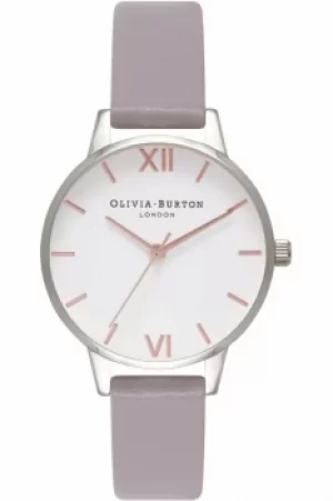 Image of Ladies Olivia Burton White Dial Midi Dial Grey Lilac Rose Gold Watch OB16MDW26