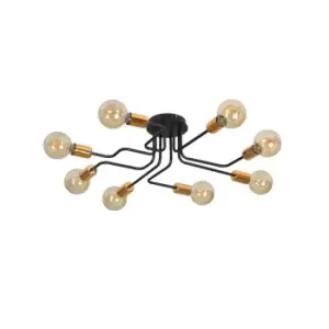Image of Emibig Harmony Black/Copper Multi Arm Semi Flush Ceiling light 8x E27