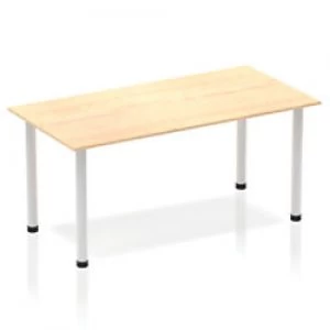 Image of Impulse Straight Table 1600 Maple Post Leg Silver