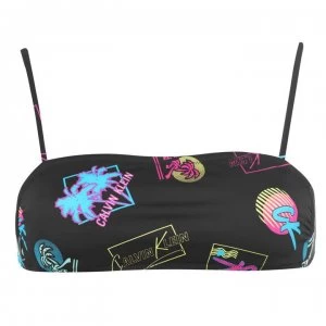 Image of Calvin Klein Wave Print Bandeau Bikini Top - Multi