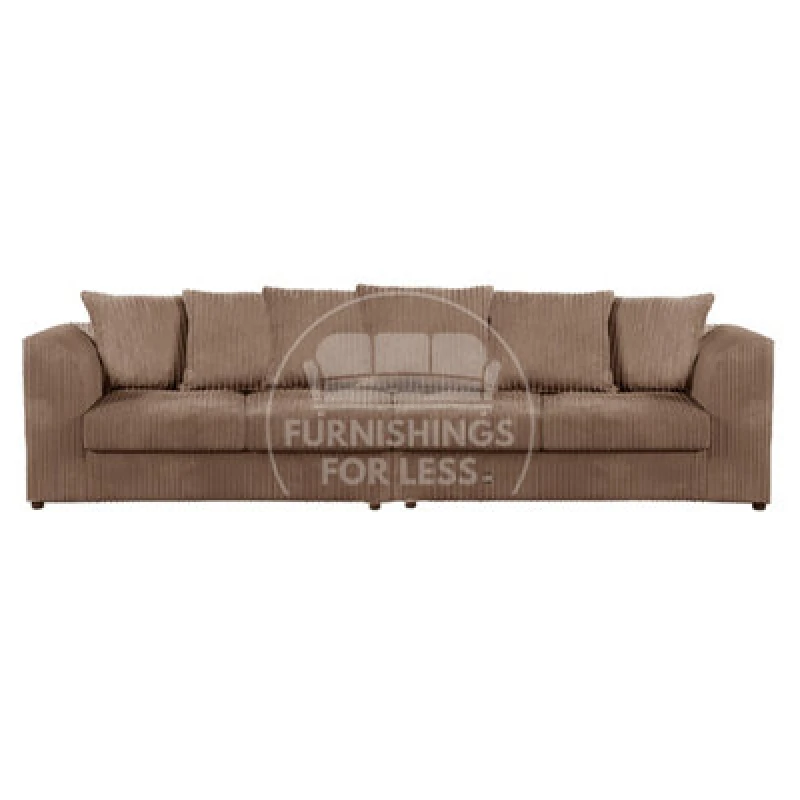 Image of Furnishings For Less UK Luxor Long Fabric Jumbo Cord 4 Seater Sofa - Scatter Back Coffee