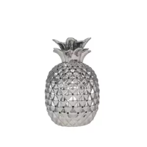Image of Metallic Silver Ceramic Pineapple Table Lamp